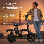 Foldable electric bicycle for adults, equipped with 14-inch tires, featuring 8 shock absorbers, a 500W motor power, a 48V 15Ah c