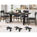 Black 63 Extendable Dining Table Set for 4-6 with Cushioned Chairs, Suitable for Small Spaces