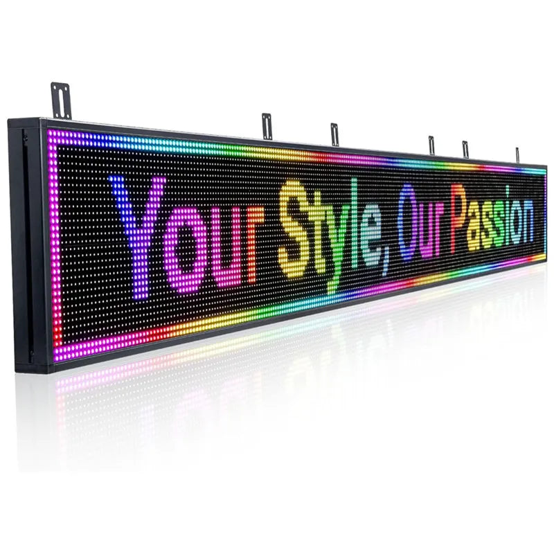 P10 Semi-Outdoor Programmable Scrolling LED Sign WiFi Control LED Digital Display Screen Message Board, RGB 115’’x14’’ Open Sign