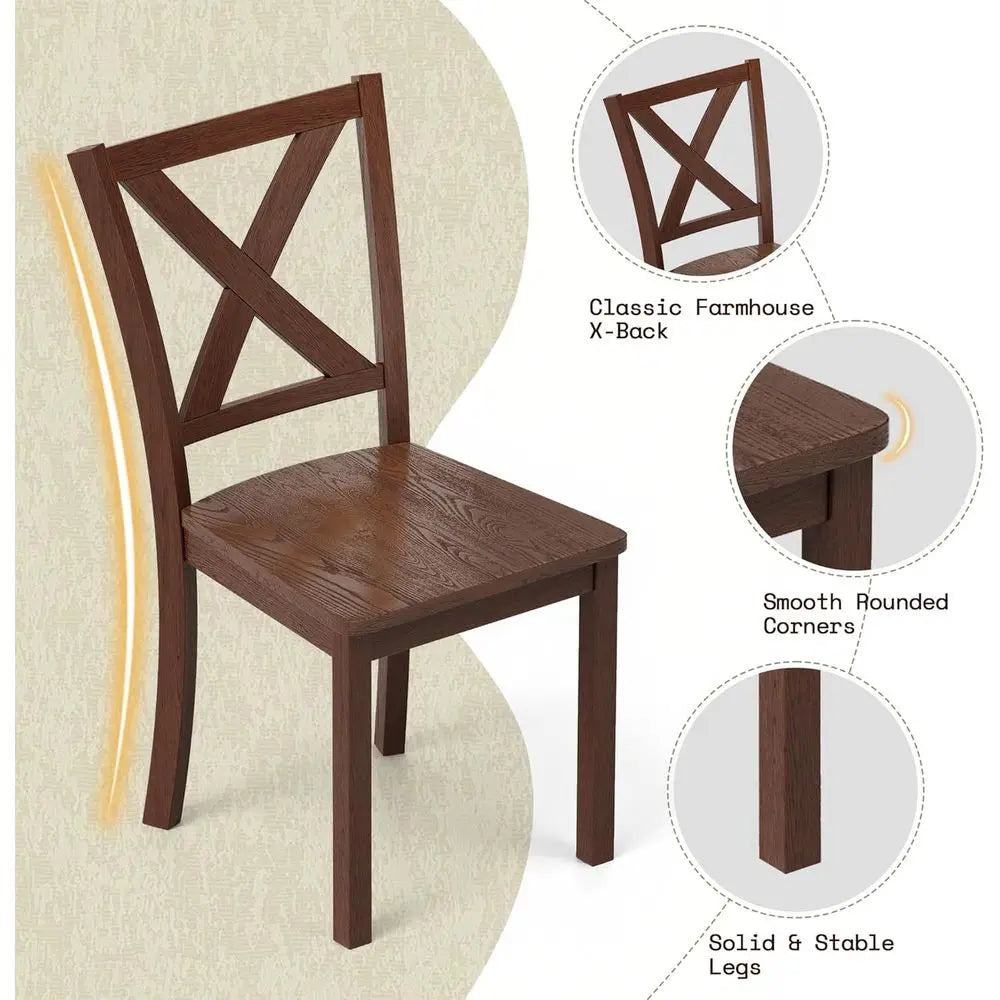 Rustic 59 Wooden Dining Table with 4 Chairs & Bench, Space-Saving 6-Piece Set in Walnut