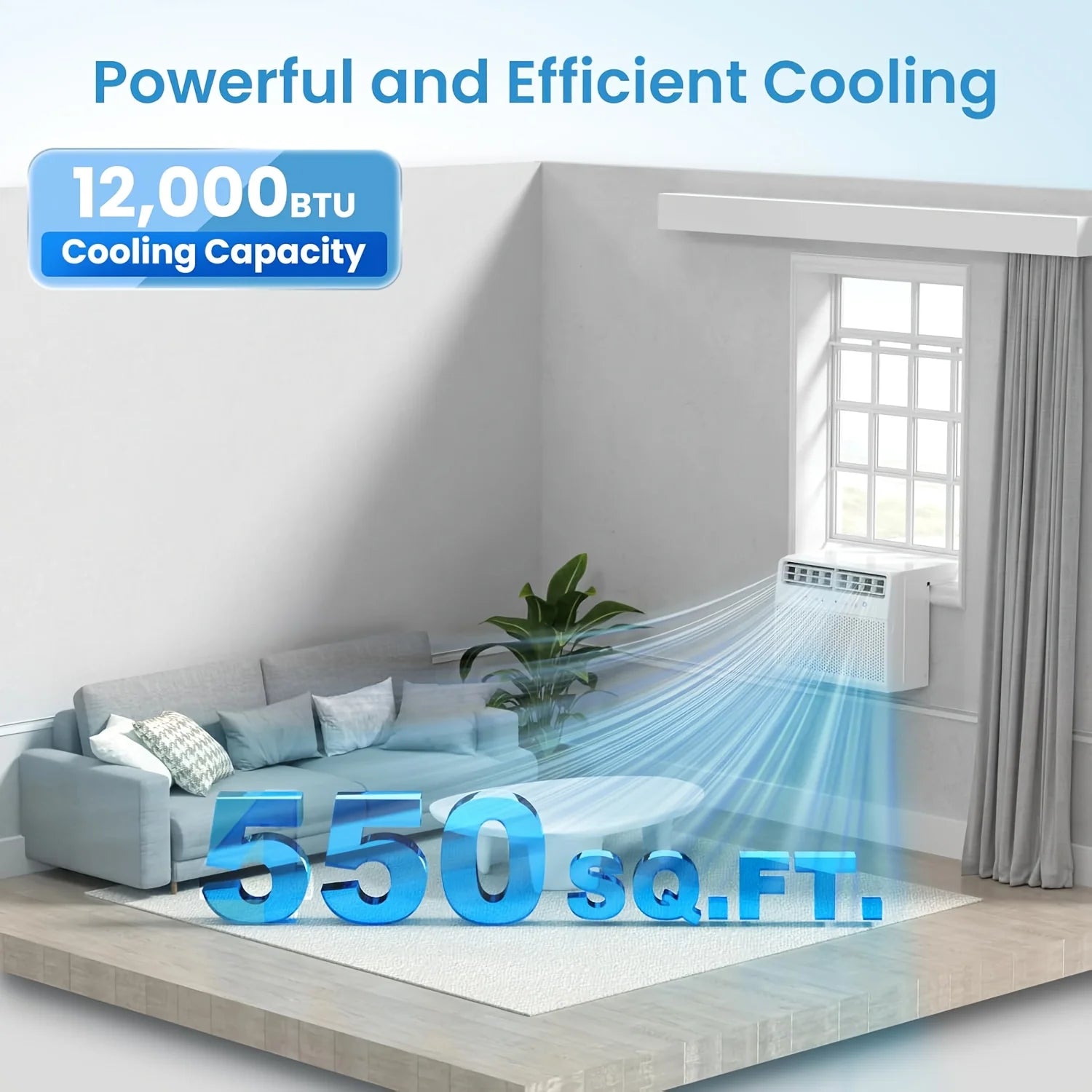 12, 000 BTU/10, 000 BTU Window Air Conditioners, U-Shaped Air Conditioner Window Unit Cools Up To 550 Sq. Ft, 6 Modes 24H Timer Energy-saving Window AC Units, Easy To Install, Full Window View, White
