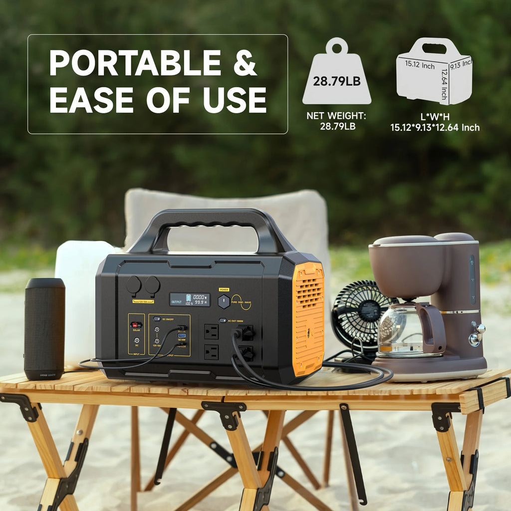 1075Wh/1000W (Peak 2000W) Portable Power Station, 1075Wh LiFePO4 Battery, Fast Charging, Solar Generator(Excluding Solar