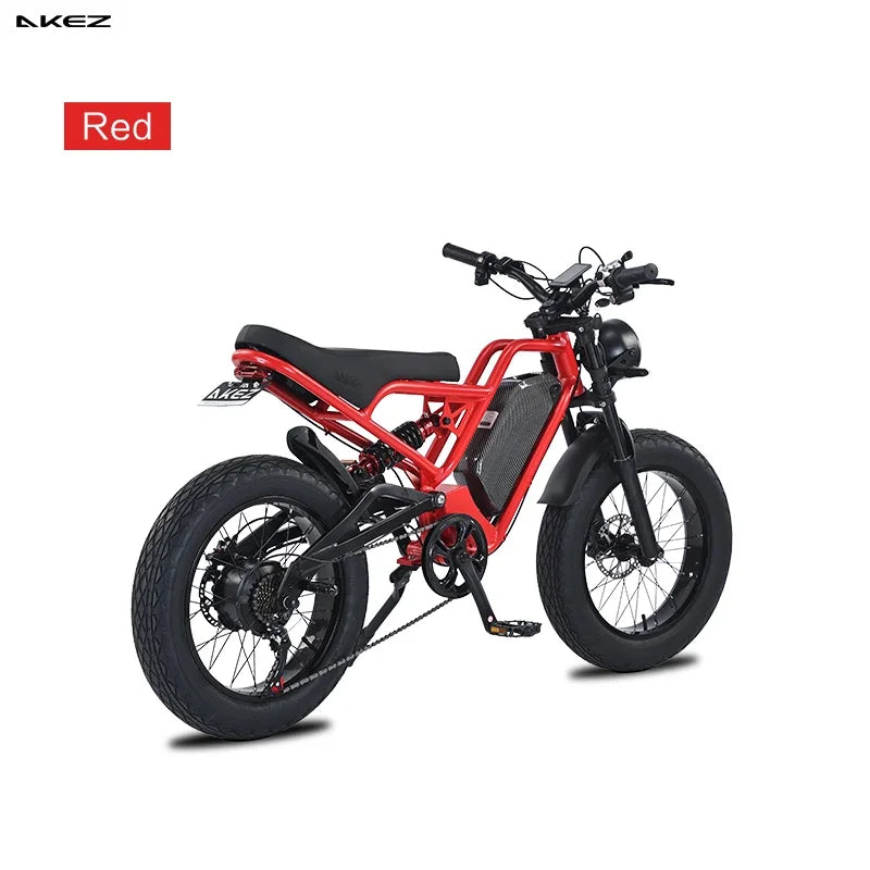 US Warehouse AKEZ  48V 1500W Fat Tire Off-Road Electric Bike with 18Ah Battery and Hydraulic Brakes