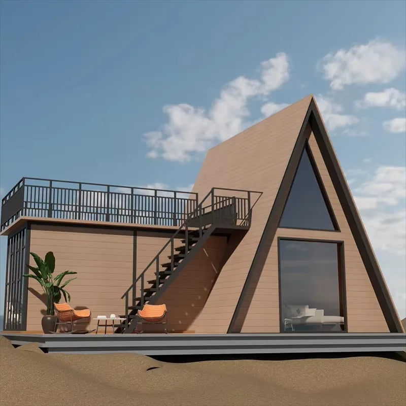 Portable Triangle A Frame Cabin House Modular Tiny Home Wooden Luxury Outdoor Living