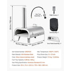 Dual Fuel Pizza Oven Outdoor, 12 Inch Wood Fire & Propane Gas Pizza Oven, Pellet & Propane Pizza-Maker with Thermometer, Stainless Steel Pizza-Cook for Outside Camping & Backyard
