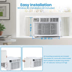 10,000 BTU Window Air Conditioner, Air Conditioners Window-Mounted Room Fast Cooling for 450 Sq.Ft. Indoor Window AC Unit for Summer, Auto-Restart, 3 Cooling & Fan Speeds, Remote/App Control