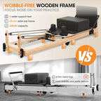 Pilates Reformer, PAETA 92" Wooden Pilates Reformer Machine with Springs, Pilates Machines for Home Use and Studio, Pilates Equipment with Sitting Box, Jump Board and Accessories