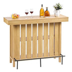 Home Bar Unit, Wine Bar Cabinet Table 3-Tier with Storage Shelves, Opener Storage Box & Adjustable Foot Pads, Black Footrest, Wood & Metal Liquor Cabinet for Home, Basement, Kitchen, Living Room