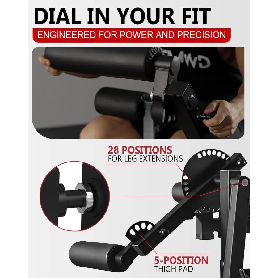 Leg Extension and Curl Machine, Lower Body Special Leg Machine, Adjustable Leg Exercise Bench with Plate Loaded