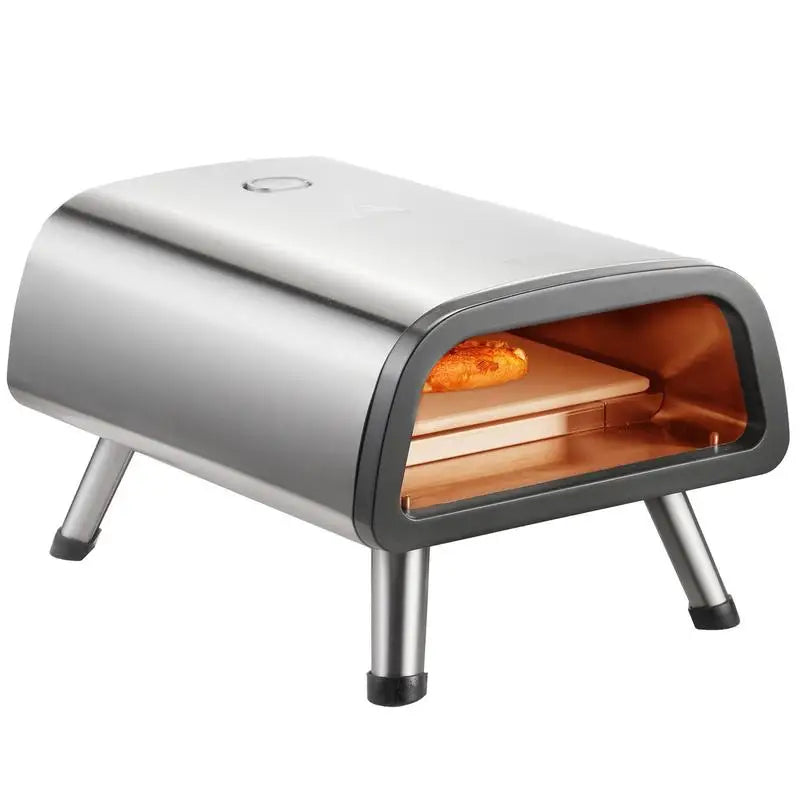 12" Electric Pizza Oven Countertop, Stainless Steel Pizza Maker Machine with Pizza Stone and Spatula, Heats up to 850°F, Multipurpose Indoor & Outdoor Pizza Cooker for Restaurant Home Camping