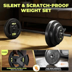 Barbell Weight Set, 45 LB Adjustable Free Weights Bar Set for Home Gym Strength Training, Full Body Workout, Muscle Building, H