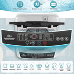 Compact 17.8 lbs Automatic Portable Washing Machine with 10 Programs, LED Display and Drain Pump, Ideal for RV, Dorm, and Home U