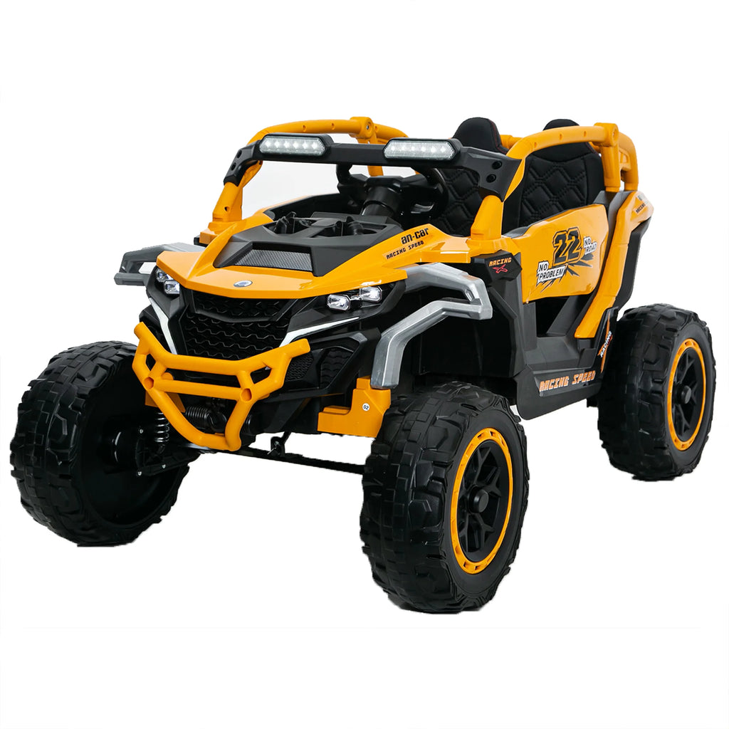 12V Kids Ride on UTV 2-seater with Parent Remote Control Suspension LED Lights Music Player for Ages 3-6 Yellow Black