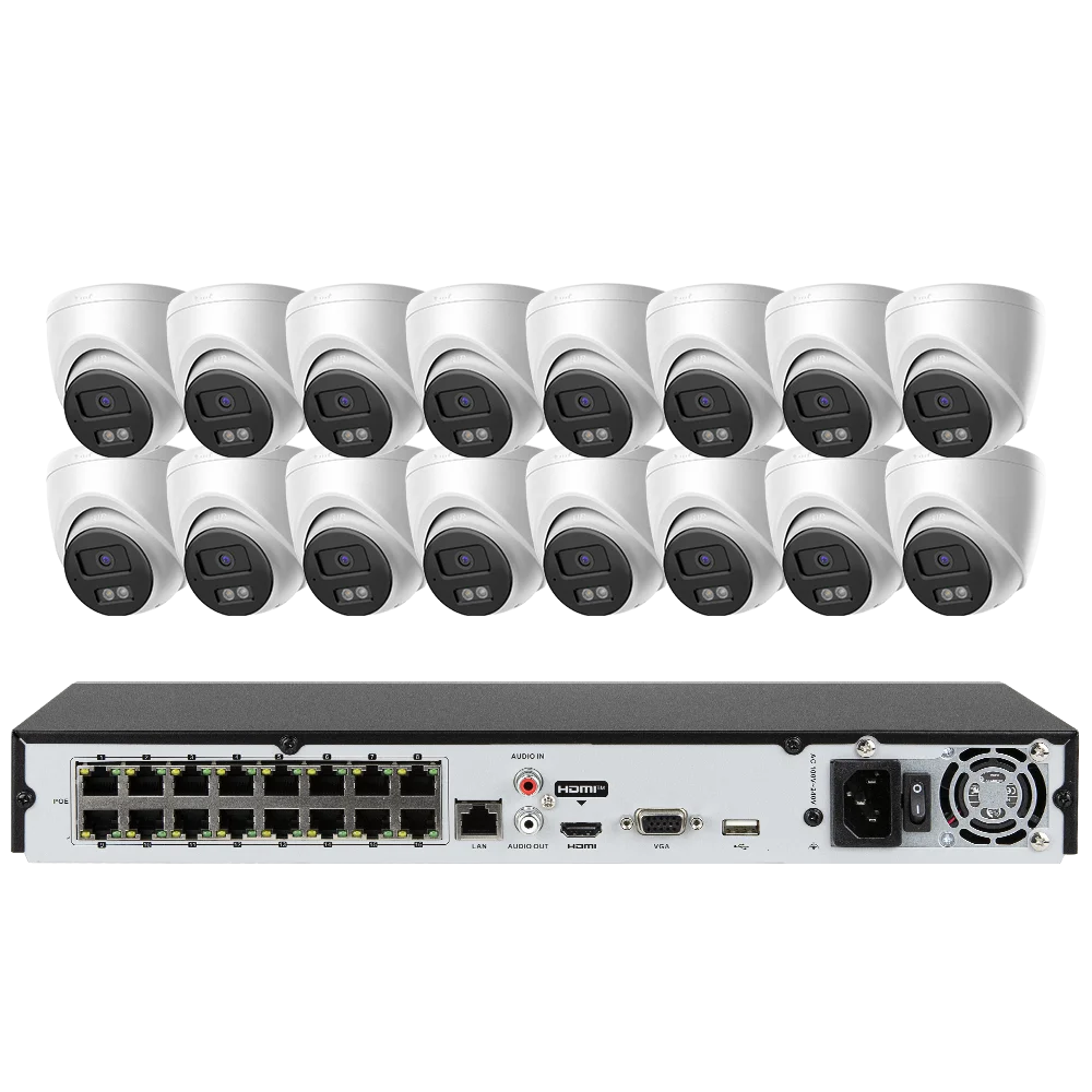 Hikvision 16ch POE Acusense NVR 4K IP Security Camera System Surveillance DS-7616NI-Q2-16P with DS-2CD1383G2-LIUF Indoor Outdoor