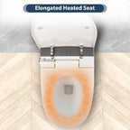 Heated Seat Smart Toilet, One Piece Toilet, Automatic Flush Tankless Toilet without Bidet, with Foot sensor Flush, Blue Night Light, Knob Control, Power Outage Flushing, Soft Close Cover,White