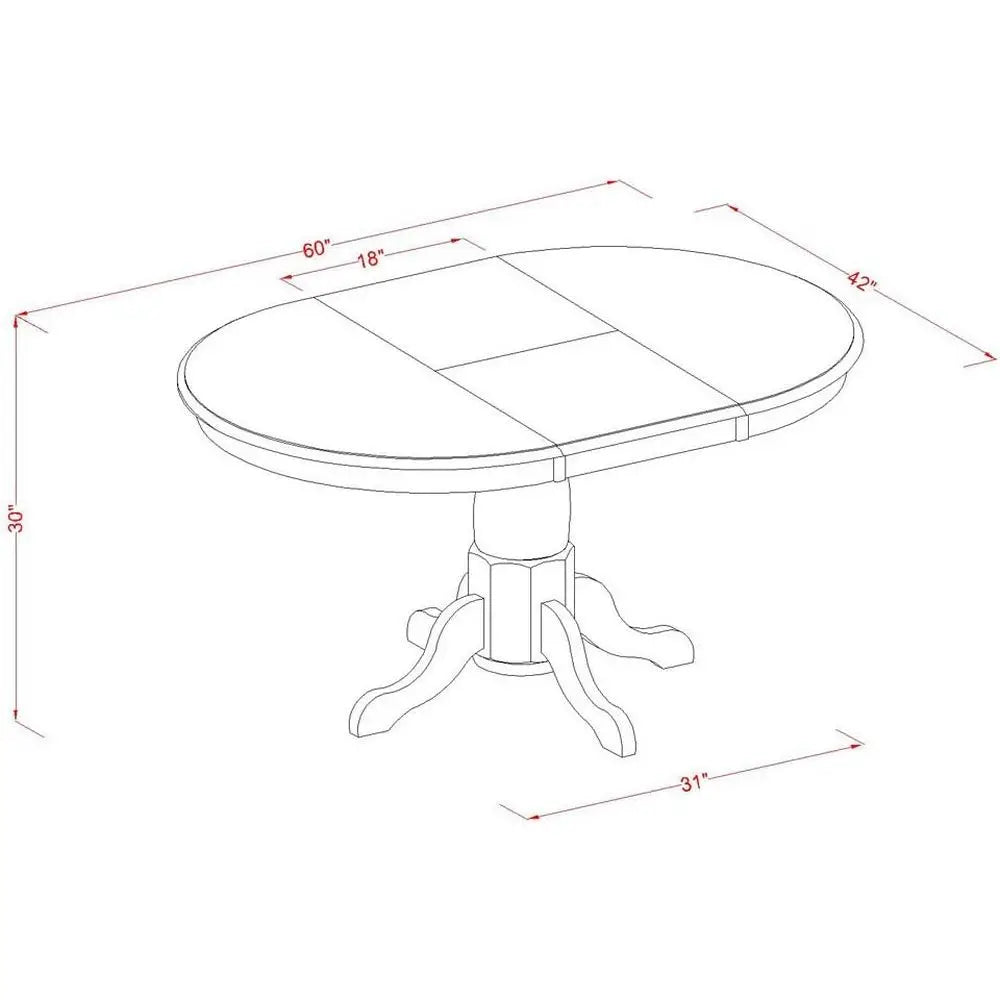 Oval Dining Table Set with 6 Linen-Fabric Chairs, 42x60 Inches, Brown