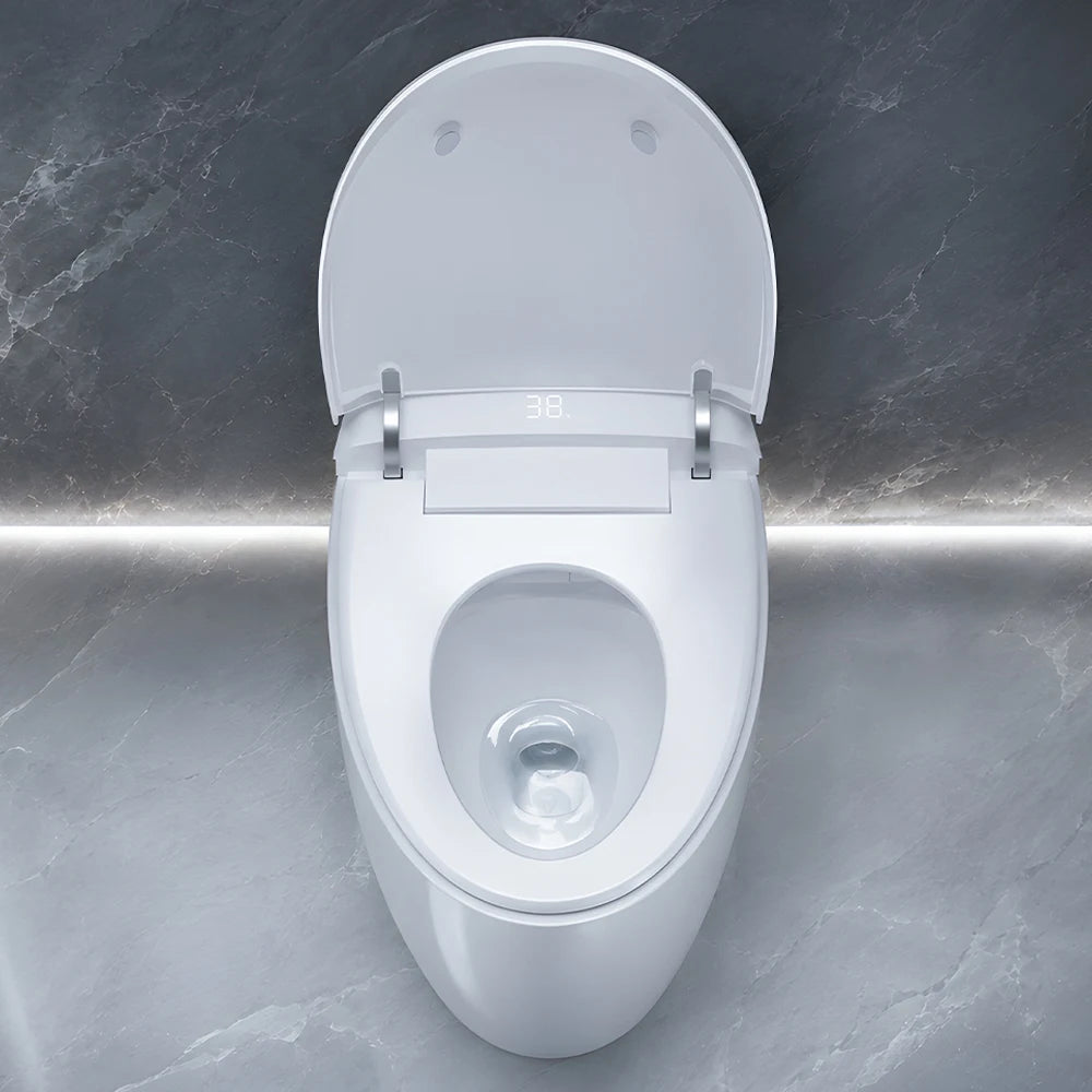 Sanyipace High-end 1000 Gram MaP Smart Toilet Seat and Bidet Extended Elliptical Shape Ergonomic Milky White Design ADA Height with Instant Heating Warm Water Auto Toilet