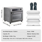 Convection Countertop Oven 25L For Kitchen Restaurant Office, 12-IN-1 Versatile Cooker 1700W Power Metal Housing Grill Pizza Pan Gloves Included 12-Slice Toast 12-Inch Pizza Capacity Professional Cooking Appliance