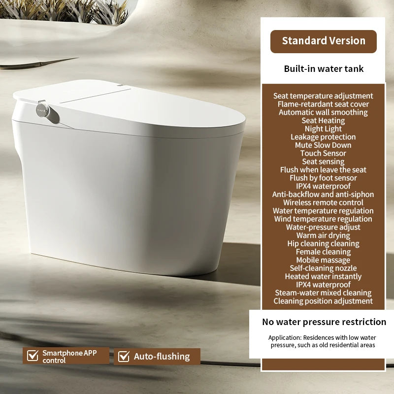 8825S Dayao Ceramic Smart Toilet Remote Control Heated Seat Elongated Bowl Air Drying One Piece Design S-trap Floor Mounted