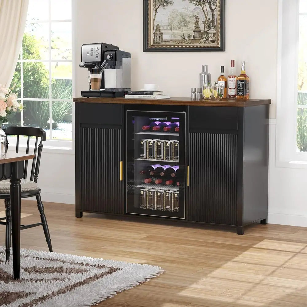 Large Coee Bar Cabinet with ridge Space, Mini ridge Cabinet with Wine Storage, Buet Sideboard Table or Home, luted ern Design,53