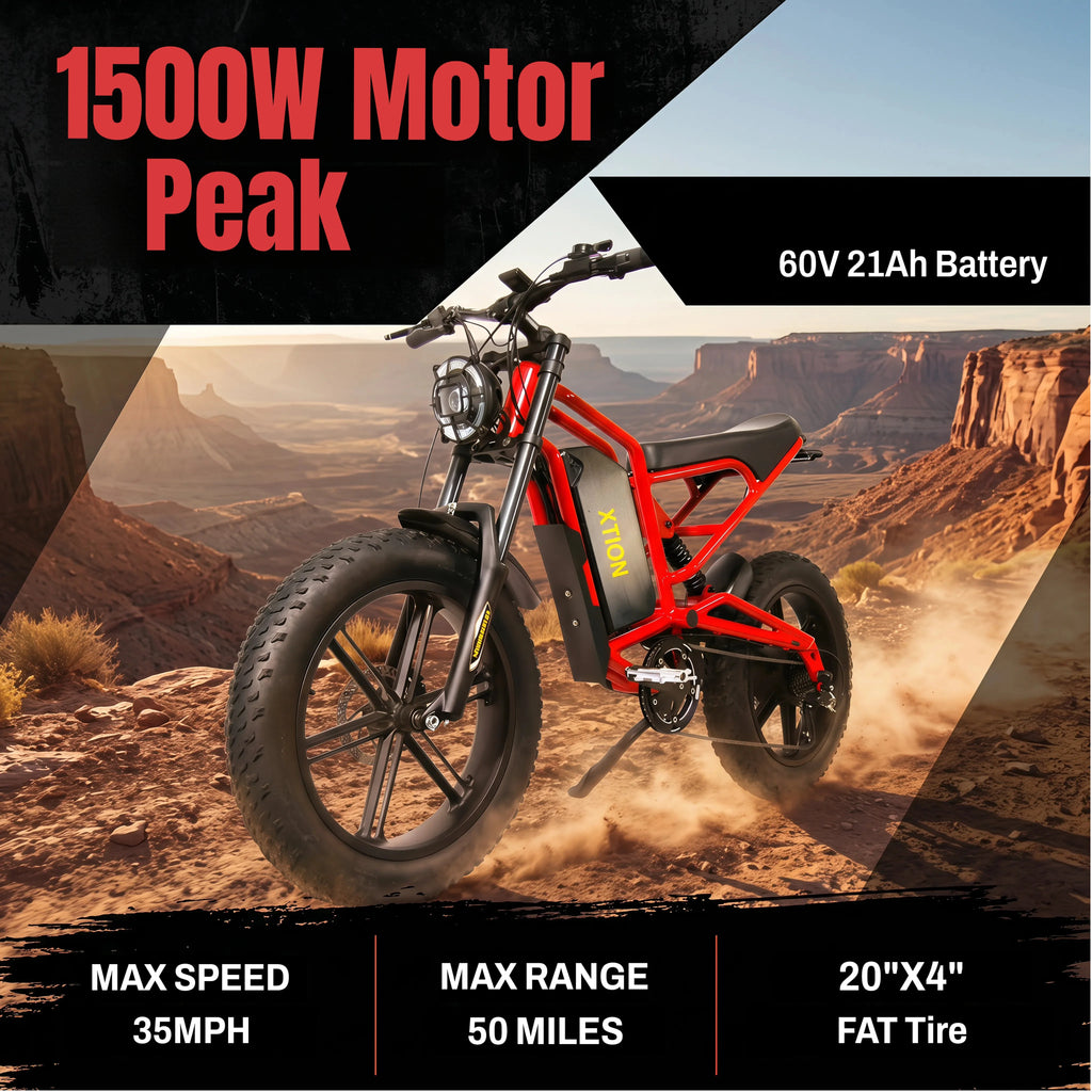 60V 21Ah Electric Bike for Adults, 750W (1500W Peak) Ebike, 35MPH & 50 Miles Range, 20" Fat Tire Mountain Commuter E-Bike, UL