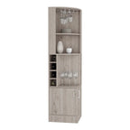 Light Gray Bar Cabinet with 8 Wine Cubbies and Double Doors