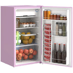 3.2 Cu.Ft Mini Fridge with Freezer, Single Door Compact Refrigerator with Adjustable Thermostat, Reversible Door, Pink