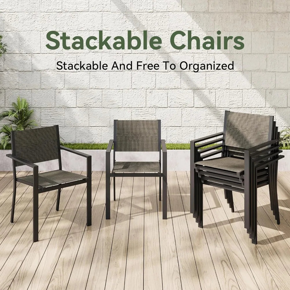 7-Piece Outdoor Dining Set for 6, Textilene Chairs & Metal Table, Perfect for Backyard, Garden, Poolside