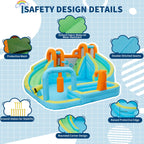15.9FT Kids Inflatable Bounce House With Slide, 10-in-1 Water Bounce Castle, 550W Blower, Indoor Outdoor Jump House For Backyard