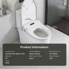 Heated Smart Bidet Seat with Adjustable Water Temp & Pressure, Side Control, Automatic Nozzle Clean, Night Light, Portable Toilet Attachment