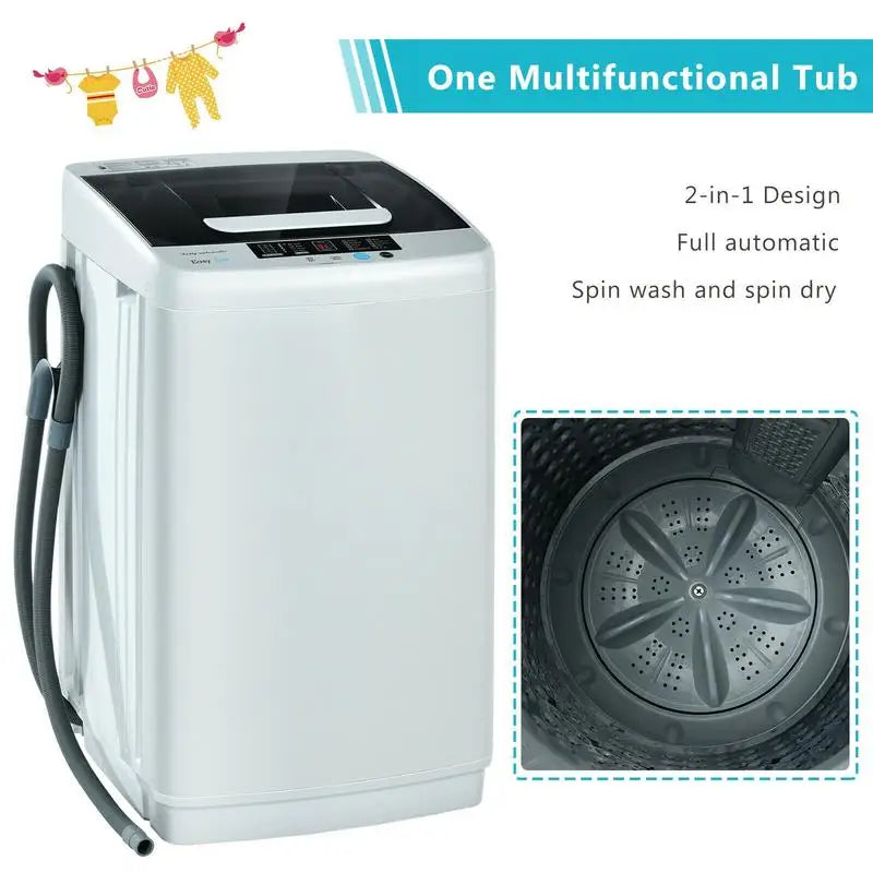 8.8 lbs Portable Full-Automatic Laundry Washing Machine with Drain Pump