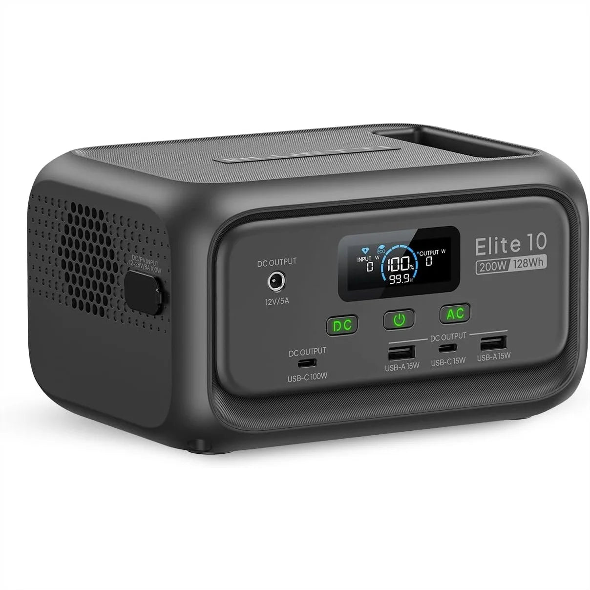 128Wh Portable Power Station with 200W AC Outlet, LiFePO4 Battery Fast Charging Solar Generator for Camping Travel Emergency