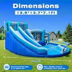 Blue And White Dual Slide Water Slide Combo 3-in-1 Fun with Slide Pool Water Gun And Play Area for Endless Summer Exciting