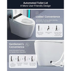 Smart Toilet,One Piece Bidet Toilet for Bathroom with Auto Open & Close Lid and Seat,Warm Water and Dry,Heated Seat,Foot Sensor