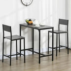 Gray Industrial 3-Piece Bar Table Set with Chairs, Compact Dining for Small Spaces