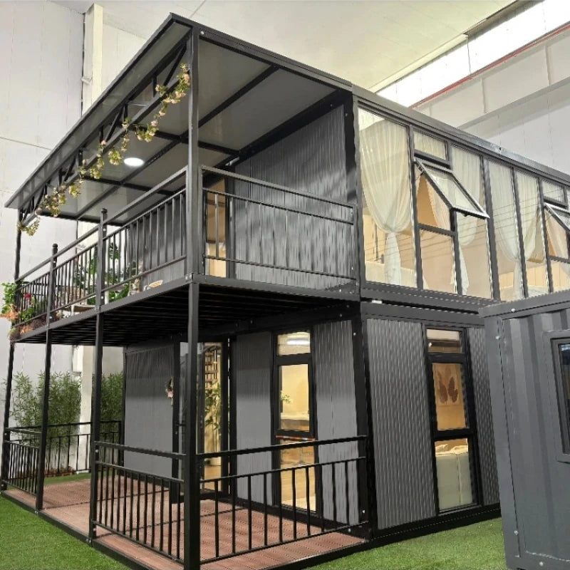Luxury Mini Container Cottage House Homes - Modern Mobile Prefab Light Steel Tiny House Flat Pack Villa