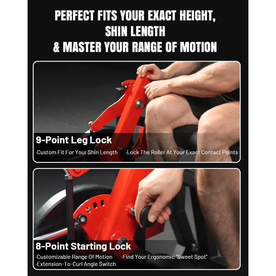 Leg Extension and Curl Machine, Adjustable Leg Curl Machine for Home Gym, Lying Leg Curl Machine with 1:1 Resistance System