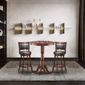 3 Pcs Dining Table Set, Wooden Pub Pedestal Side Table with Stable Base, 360 Degrees Swivel Bar Stool, Round Bar Table and Stool