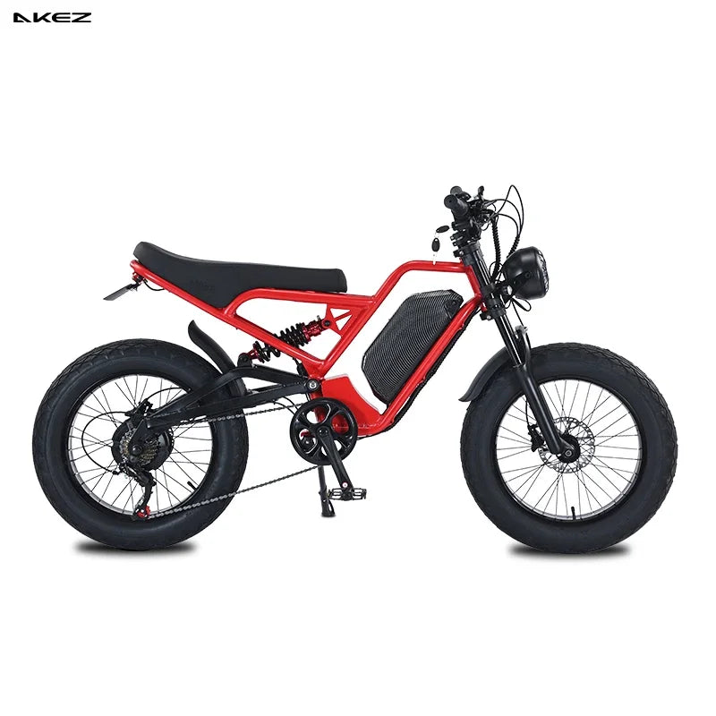 US Warehouse AKEZ  48V 1500W Fat Tire Off-Road Electric Bike with 18Ah Battery and Hydraulic Brakes