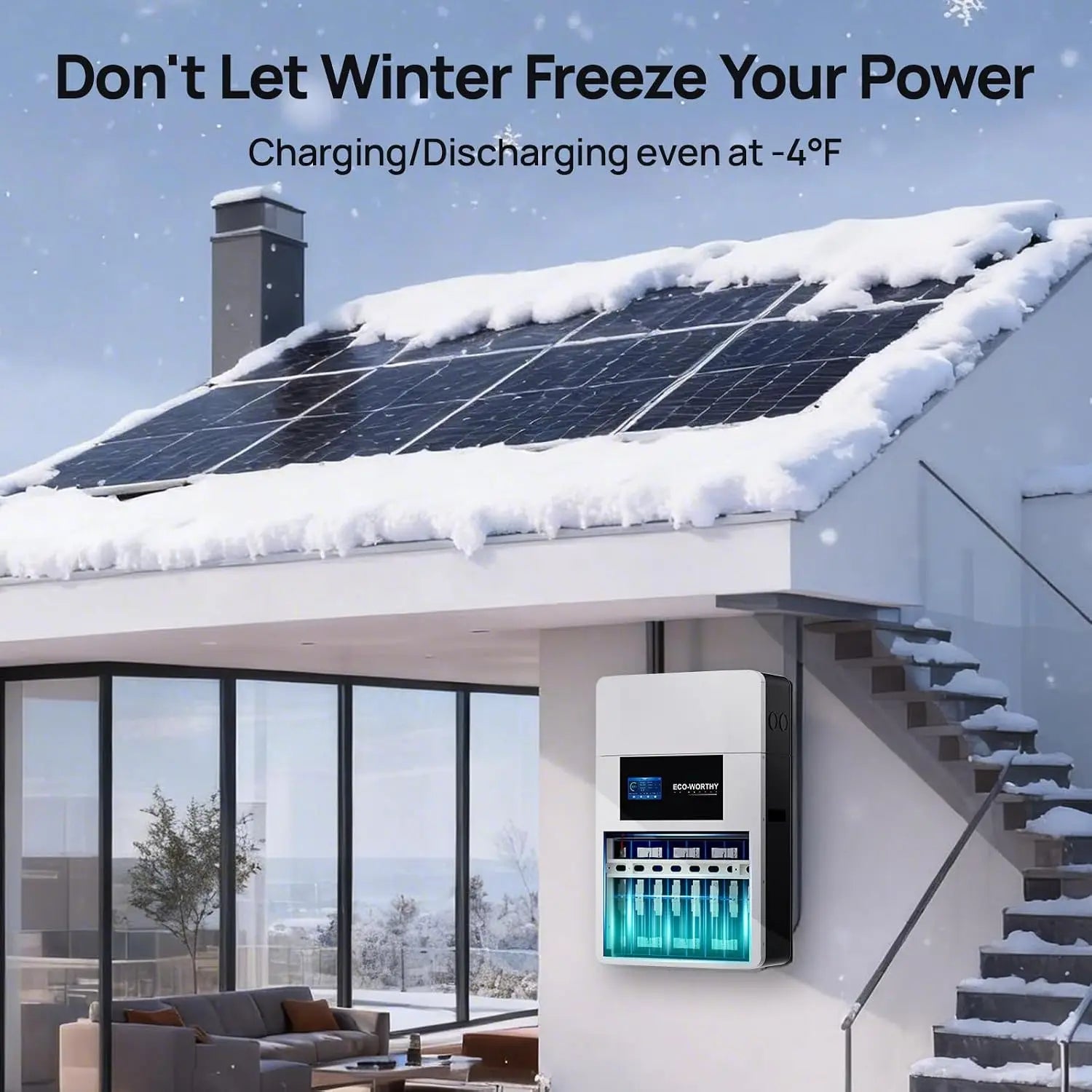 ECO-WORTHY Home Power Backup Station, 5120Wh 48V 100Ah Wall-Mount LiFePO4 Battery with Conduit Box, Bluetooth & WiFi + 5000W Solar Inverter Charger, Fast Charge, Home Backup & Solar System