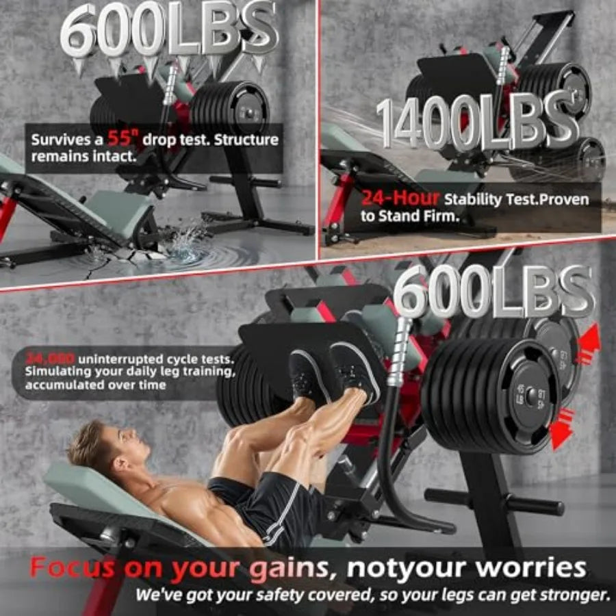 Hack Squat Leg Press Machine for Home Gym, 2-in- Adjustable Leg Exercise Workout Machine with Linear Bearing, Lower Body Workou