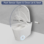Tankless Smart Toilet with Bidet Built In, Auto Open & Close, Wider Bidet with Heated Seat, Warm Water and Dry, Foot Sensor, LED Display, Remote Control, White