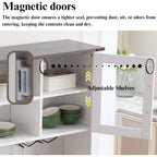 Sliding Door Pantry Cabinet with Drawers & Wine Rack, Rustic Buffet for Kitchen, White and Black