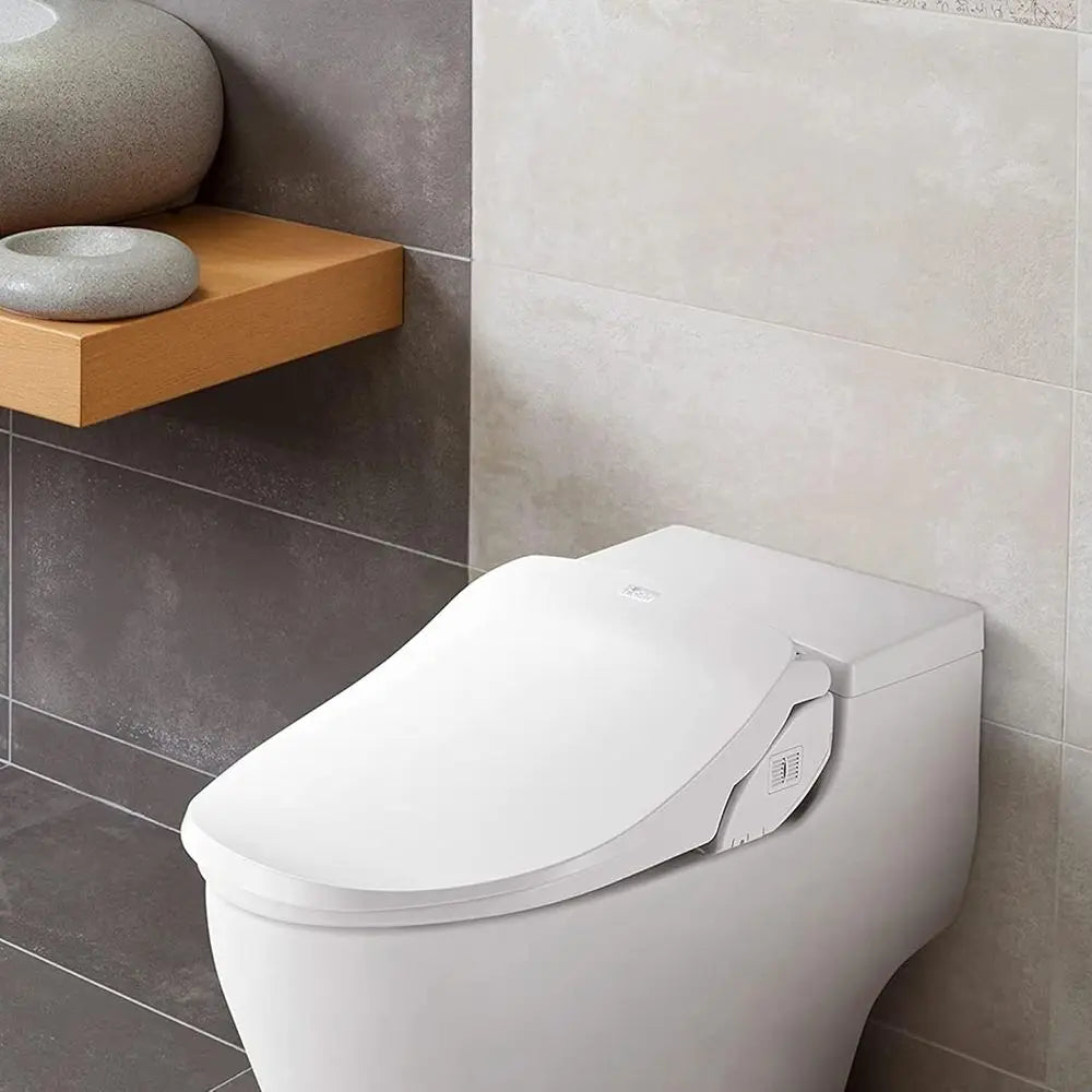 Slim Two Electric Bidet Toilet Seat Round, Warm Water, Heated Seat, Night Light, Front and Rear Wash, Wireless Remote Control, W