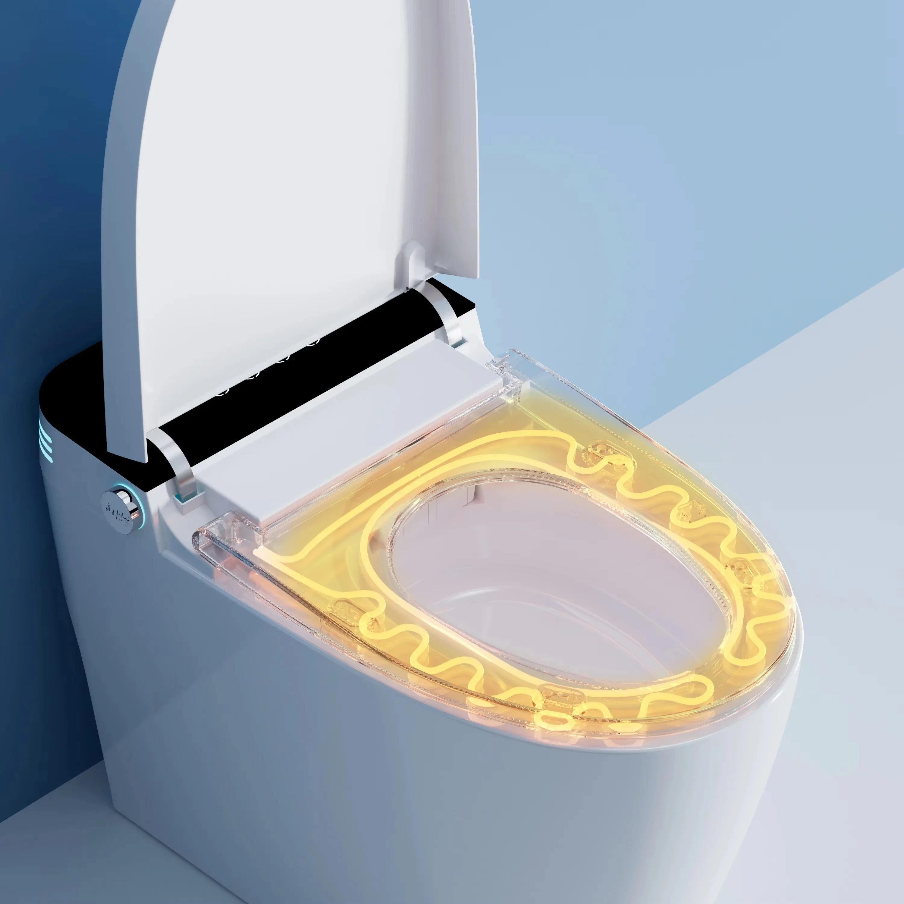 Smart Bidet Toilet with Heated Seat&Auto Flush,One-Piece Ceramic Automatic Toilet,Night Light,Warm Air Dryer,Foot Sensor Flush