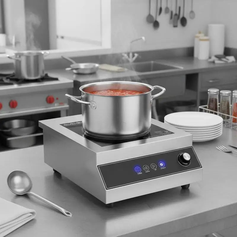 Portable Induction Cooktop, 5000W Commercial Induction Burner with 16 Temperature Settings, Stainless Steel Countertop Induction Hot Plate with 4H Timer, Child Lock, for Restaurant Cooking