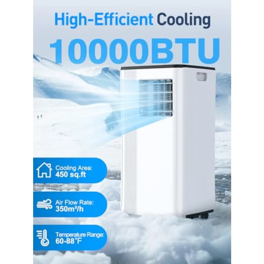 Portable Air Conditioners - 2026 Upgraded 10000 BTU Portable AC for Room up to 450 Sq. Ft, 3 in 1 AC Unit with 24H Timer, Smart