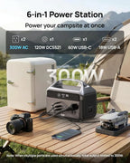 192Wh Portable Power Station, 300W (600W Peak) LiFePO4 Solar Generator, 60W USB-C PD Fast Charge, 6-Device Backup for Camping & Emergency