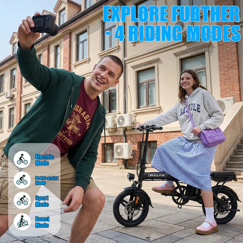 Electric Bike For Adults, Removable Lithium Battery, Brushless Motor 500W, Up To 19.9MPH Speed, Folding E-Bike for Adults, Lightweight and Suitable for Urban Commuting, Electric Bicycles The Best Choice for A Gift