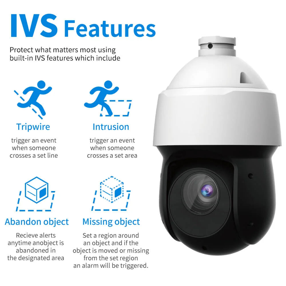 8MP AI PTZ Starlight IP Camera 360 Auto Tracking Face detection SMD4.0 Quick Pick Outdoor 2 Way Talk 4K@25/30fps Speed Dome